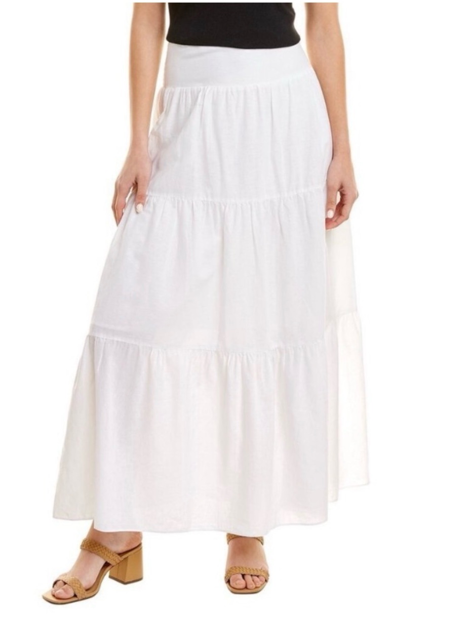J Mclaughlin Women’s Cream Ophelia Linen Blend Maxi Skirt Nwt